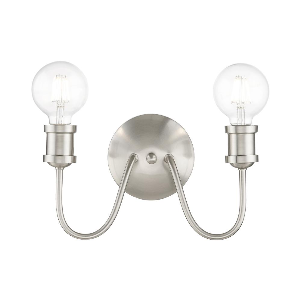 2 Light Brushed Nickel Vanity Sconce