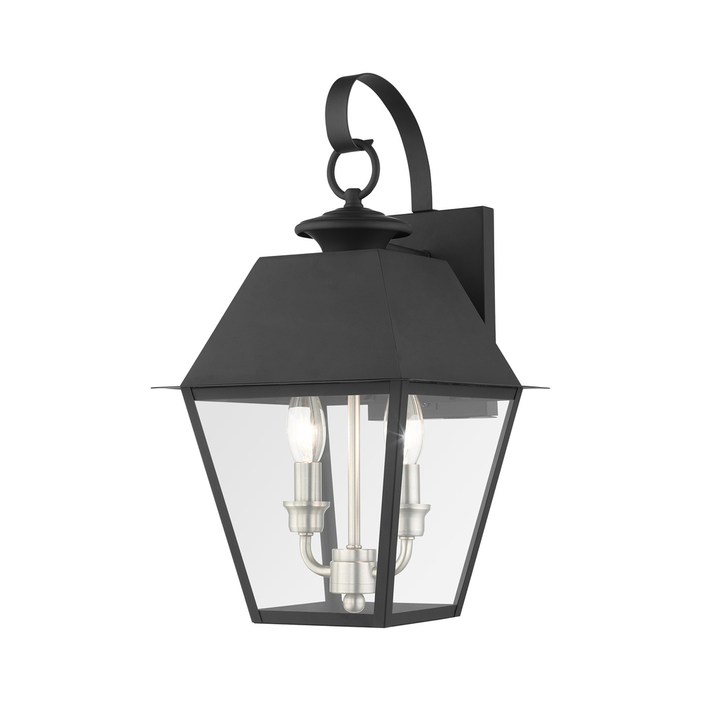 2 Lt Black Outdoor Wall Lantern