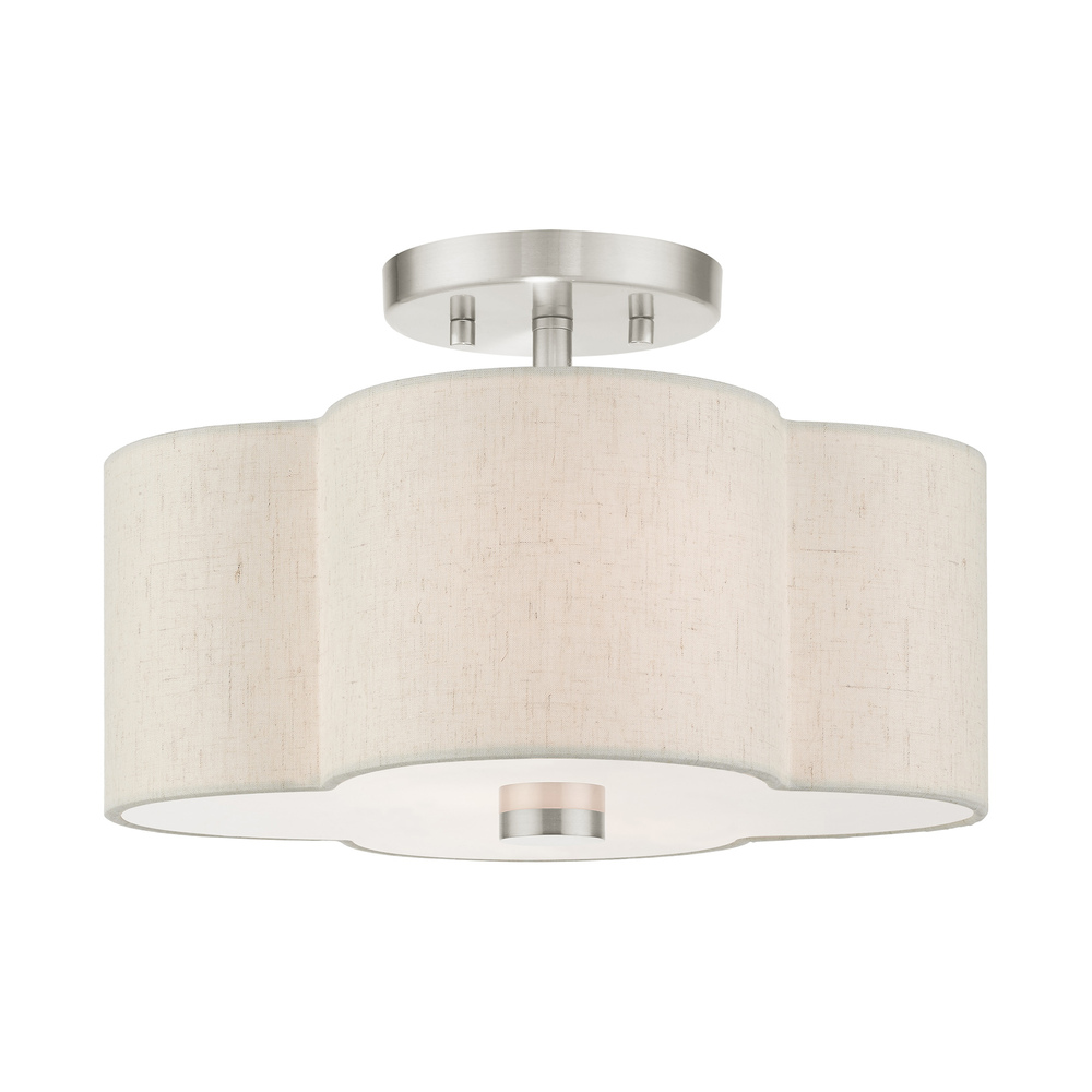 2 Lt Brushed Nickel Semi Flush