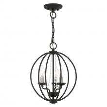 Livex Lighting 40913-04 - 3 Light Black with Brushed Nickel Finish Candles Globe Convertible Mini Chandelier/ Semi-Flush