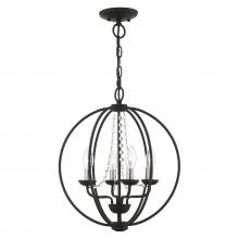 Livex Lighting 40914-04 - 4 Light Black with Brushed Nickel Finish Candles Globe Convertible Chandelier/ Semi-Flush