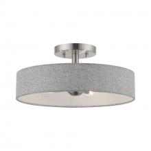 Livex Lighting 46147-91 - 4 Light Brushed Nickel with Shiny White Accents Semi-Flush