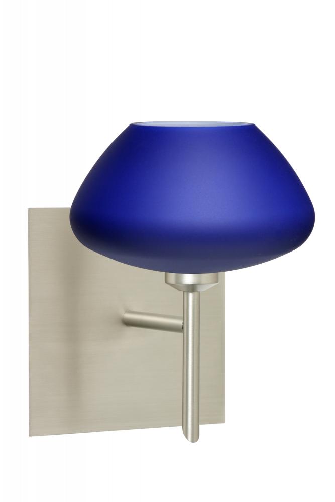 Besa Wall With SQ Canopy Peri Satin Nickel Blue Matte 1x5W LED