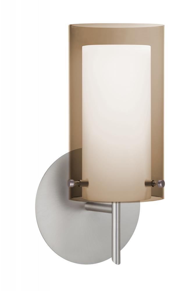 Besa Pahu 4 Wall 1SW Transparent Smoke/Opal Satin Nickel 1x5W LED