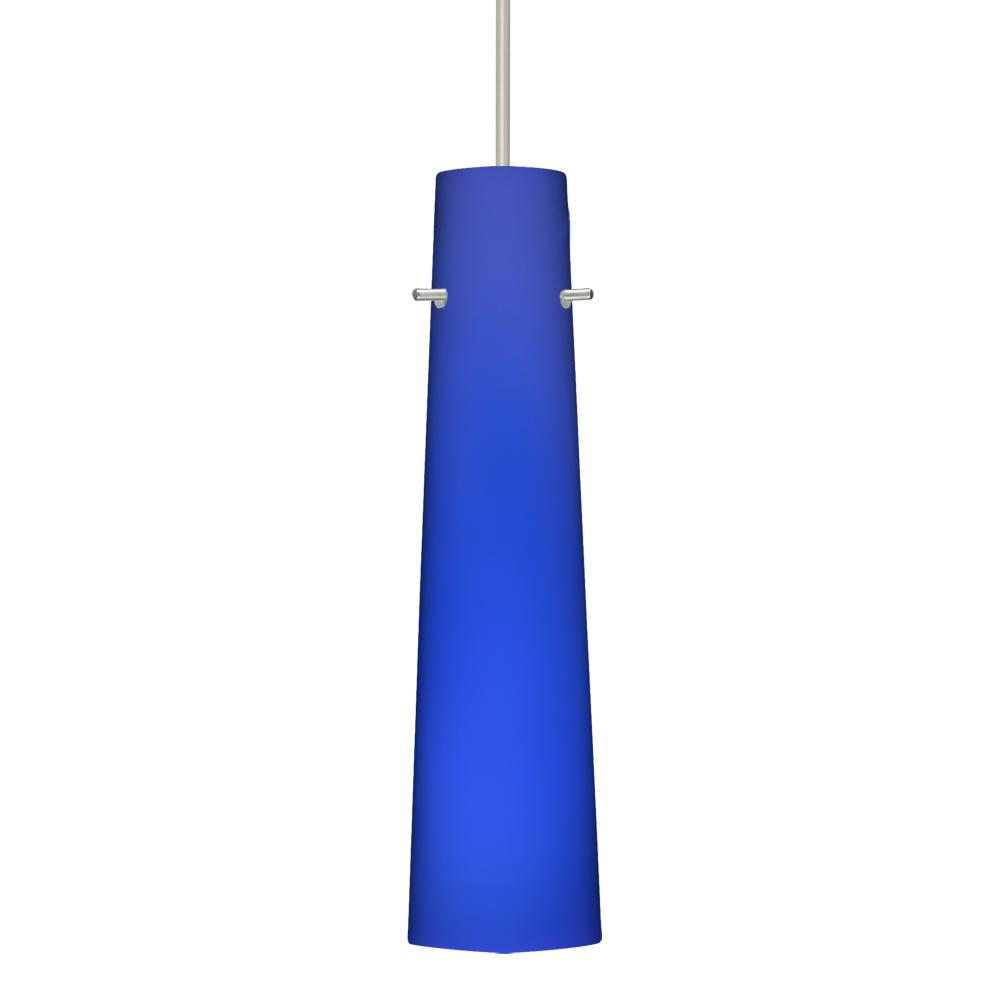 Besa Camino Pendant Satin Nickel Cobalt Blue Matte 1x50W Halogen, 277V, 0-10V Dimming