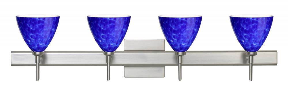 Besa Wall With SQ Canopy Mia Satin Nickel Blue Cloud 4x5W LED