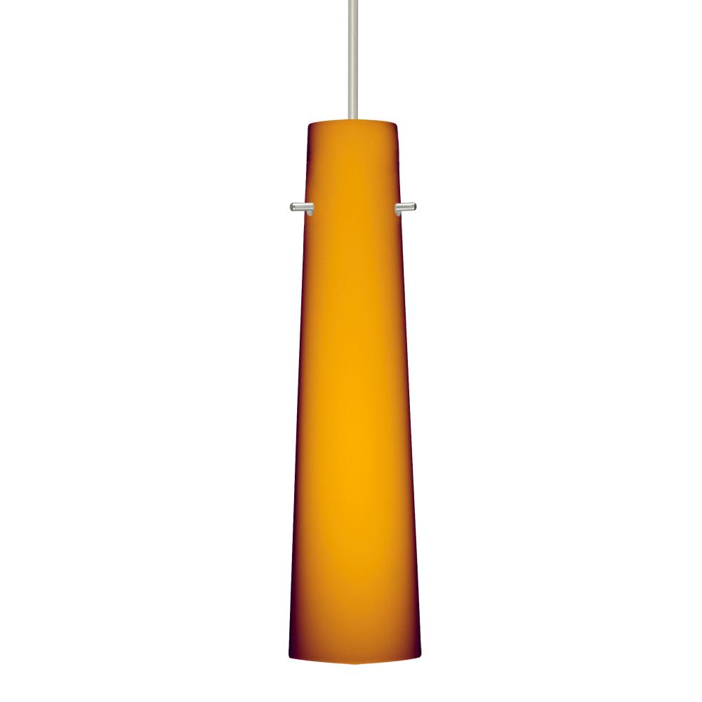 Besa Camino Pendant for Multiport Canopy Satin Nickel Amber Matte 1x50W Halogen, 15Ft. Cor