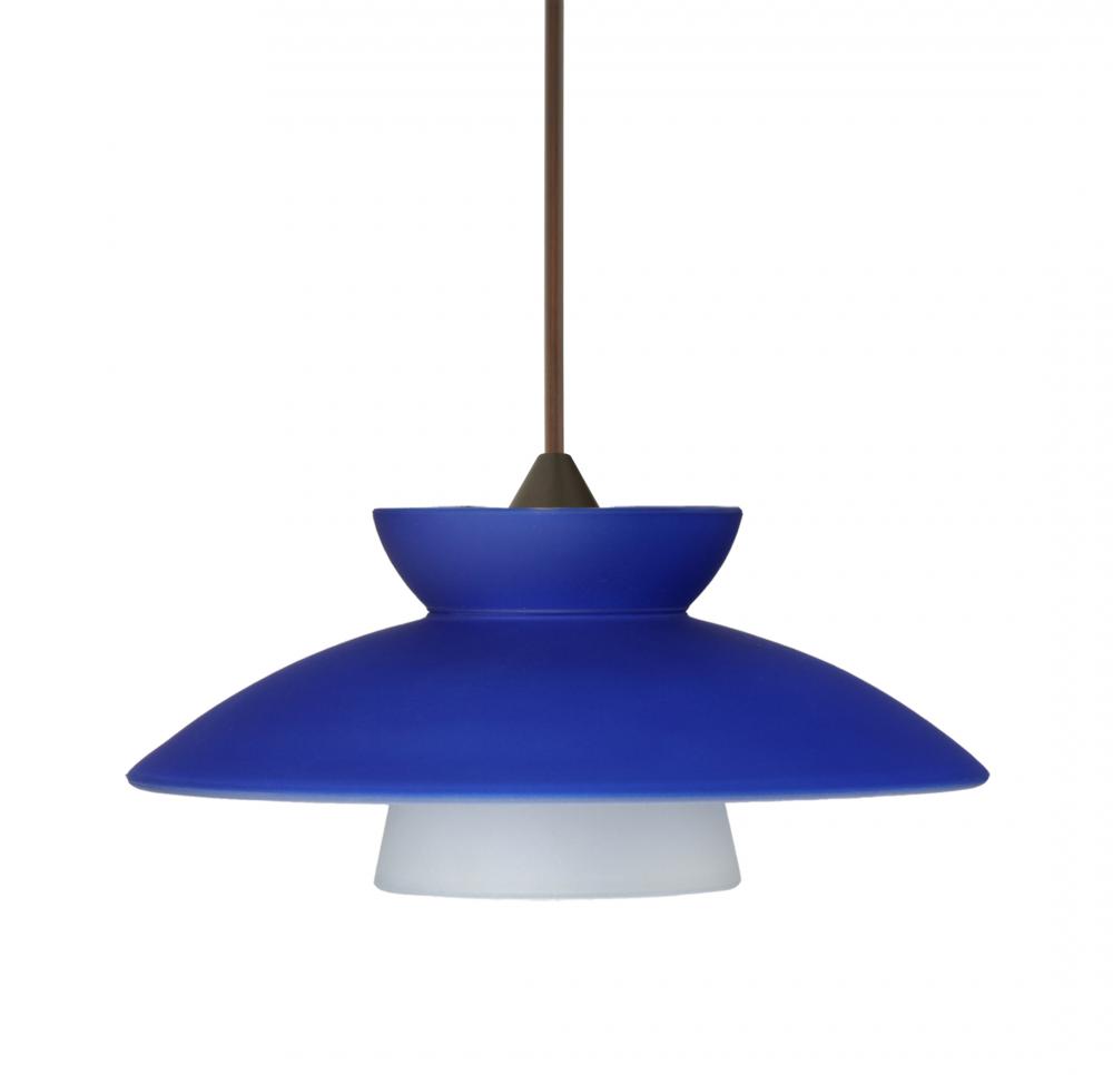 Besa Pendant Trilo 7 Bronze Blue Matte 1x50W Halogen, 15Ft. Cord