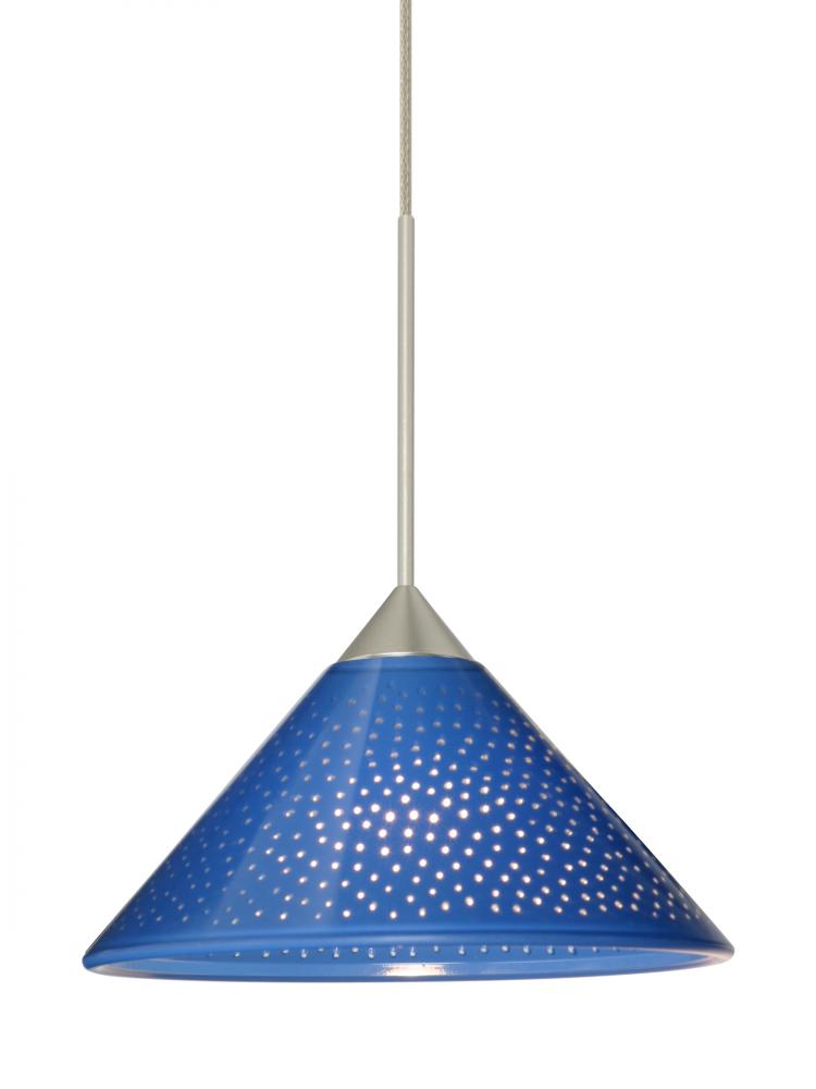 Besa Pendant Kona Satin Nickel Blue Starpoint 1x50W Halogen, 15Ft. Cord