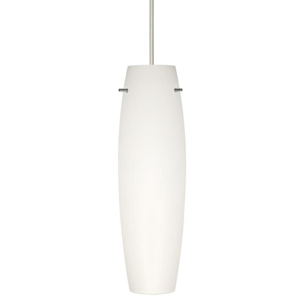 Besa Tu Tu Pendant, Opal Matte, Satin Nickel, 1x5W LED, 15Ft Cord