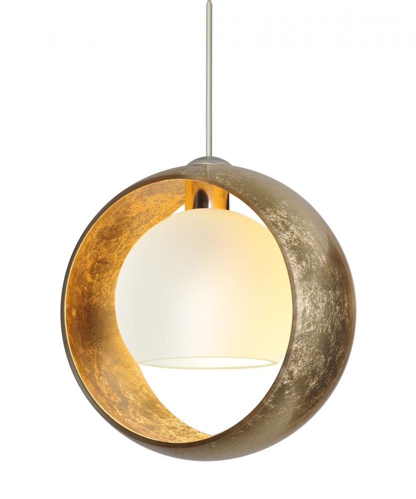 Besa Pendant Pogo Satin Nickel Gold/Inner Gold 1x5W LED, 15Ft. Cord