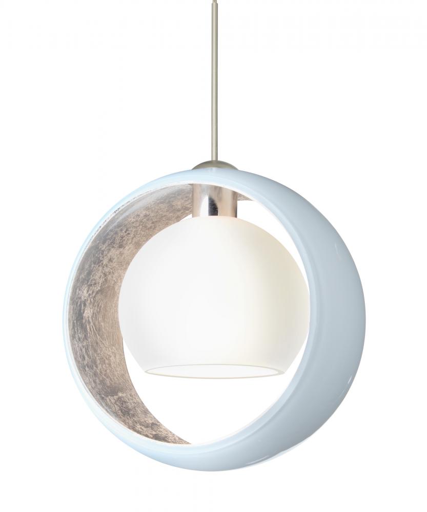 Besa Pendant Pogo Satin Nickel White/Inner Silver 1x5W LED, 15Ft. Cord