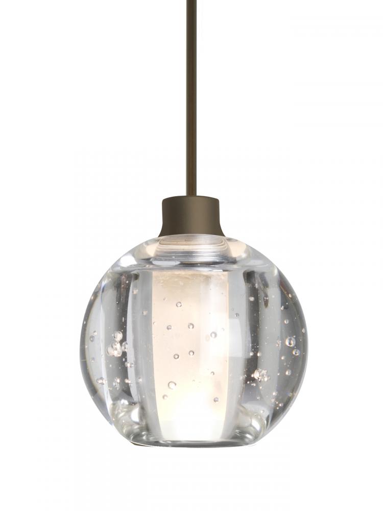 Besa, Boca 5 Cord Pendant, Clear Bubble, Bronze Finish, 1x3W LED