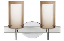 Besa Lighting 2SW-S44007-LED-CR - Besa Pahu 4 Wall 2SW Transparent Smoke/Opal Chrome 2x5W LED