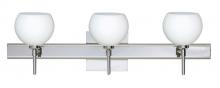 Besa Lighting 3SW-565807-LED-CR-SQ - Besa Wall With SQ Canopy Palla 5 Chrome Opal Matte 3x5W LED