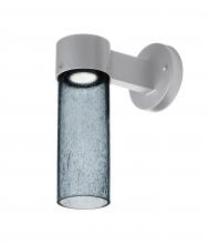 Besa Lighting JUNI10BL-WALL-LED-SL - Besa, Juni 10 Outdoor Sconce, Blue Bubble, Silver Finish, 1x4W LED