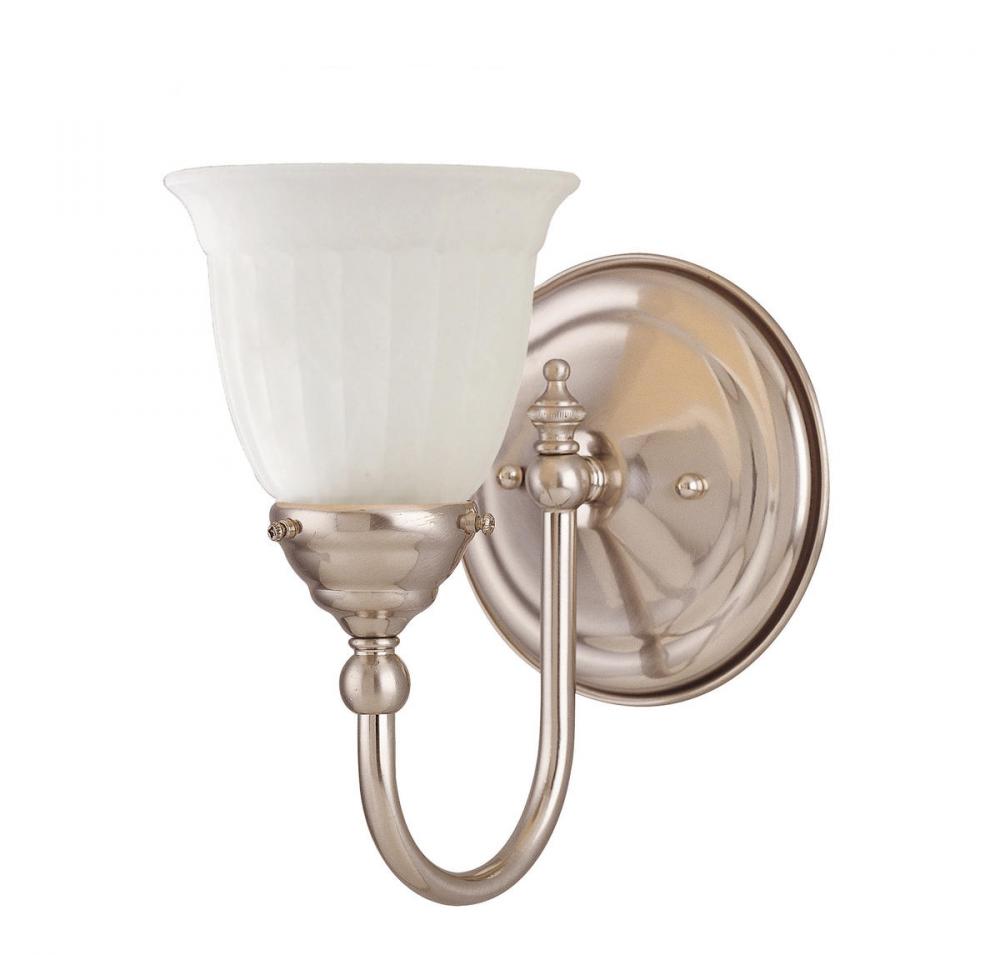 Brunswick 1-Light Bathroom Vanity Light in Satin Nickel