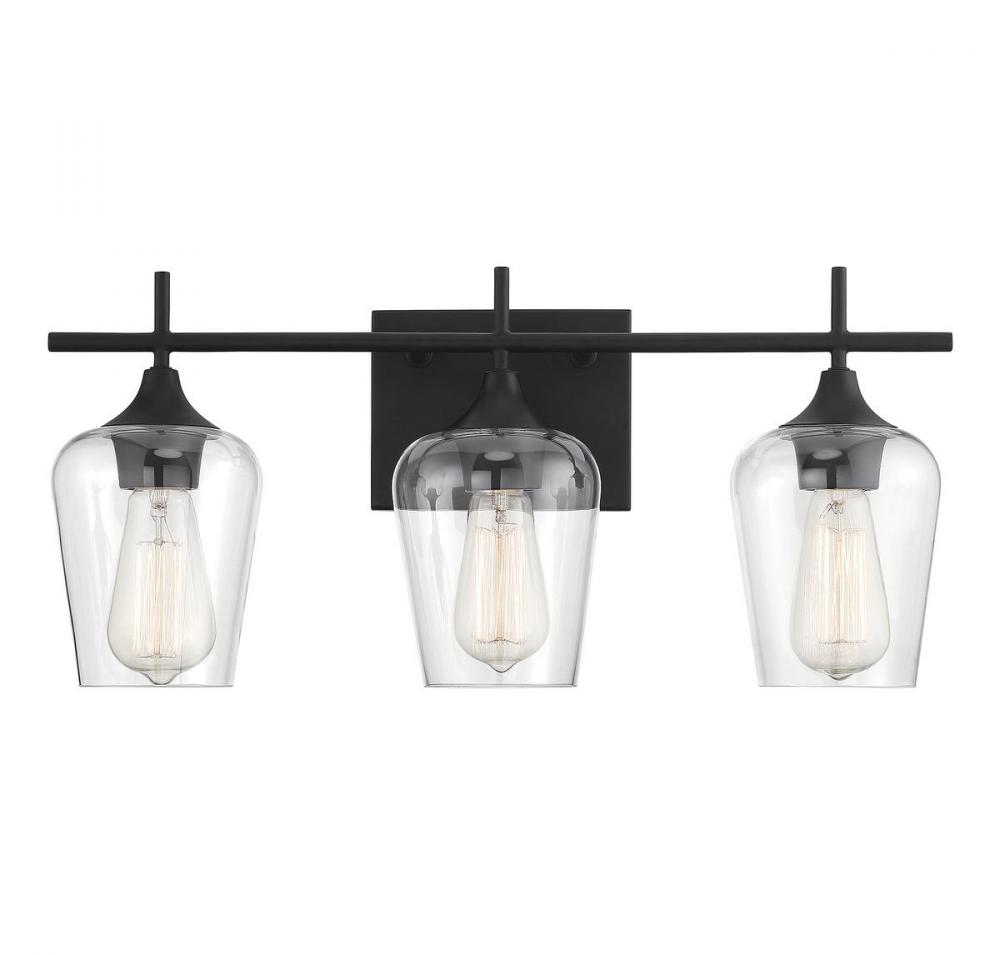 Octave 3-Light Bathroom Vanity Light in Black