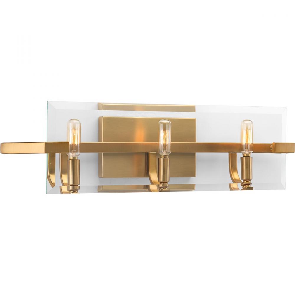 Cahill Collection Three-Light Brushed Bronze Clear Glass Luxe Bath Vanity Light