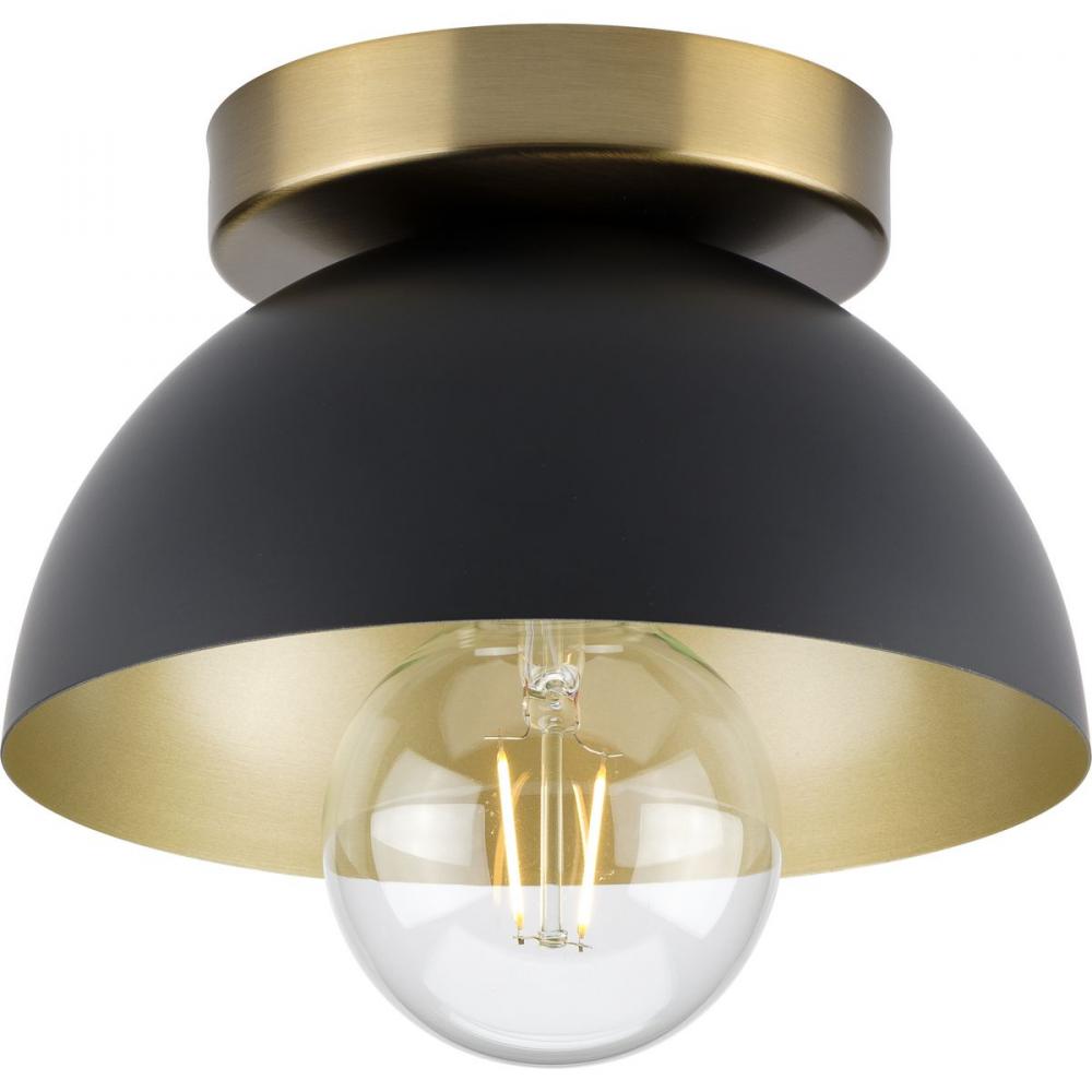 Eva Collection One-Light Matte Black Mid-Century Modern Flush Mount Light