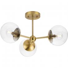 Progress P350235-109 - Atwell Collection Three-Light Brushed Bronze Mid-Century Modern Semi-Flush Mount