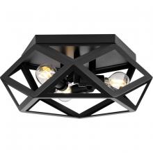 Progress P350244-31M - Saucedo Collection Three-Light Matte Black Modern 14.6" Flush Mount