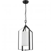  P500433-31M - Vertex Collection One-Light Matte Black Etched White Contemporary Foyer Light