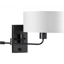 Progress P710104-31M - Carrick Collection One-Light Matte Black Summer Linen Shade Transitional Wall Light