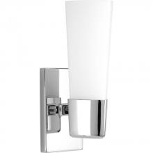 Progress P300061-015 - Zura Collection One-Light Polished Chrome Etched Opal Glass Modern Bath Vanity Light