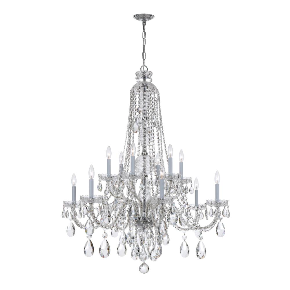 Traditional Crystal 12 Light Spectra Crystal Polished Chrome Chandelier