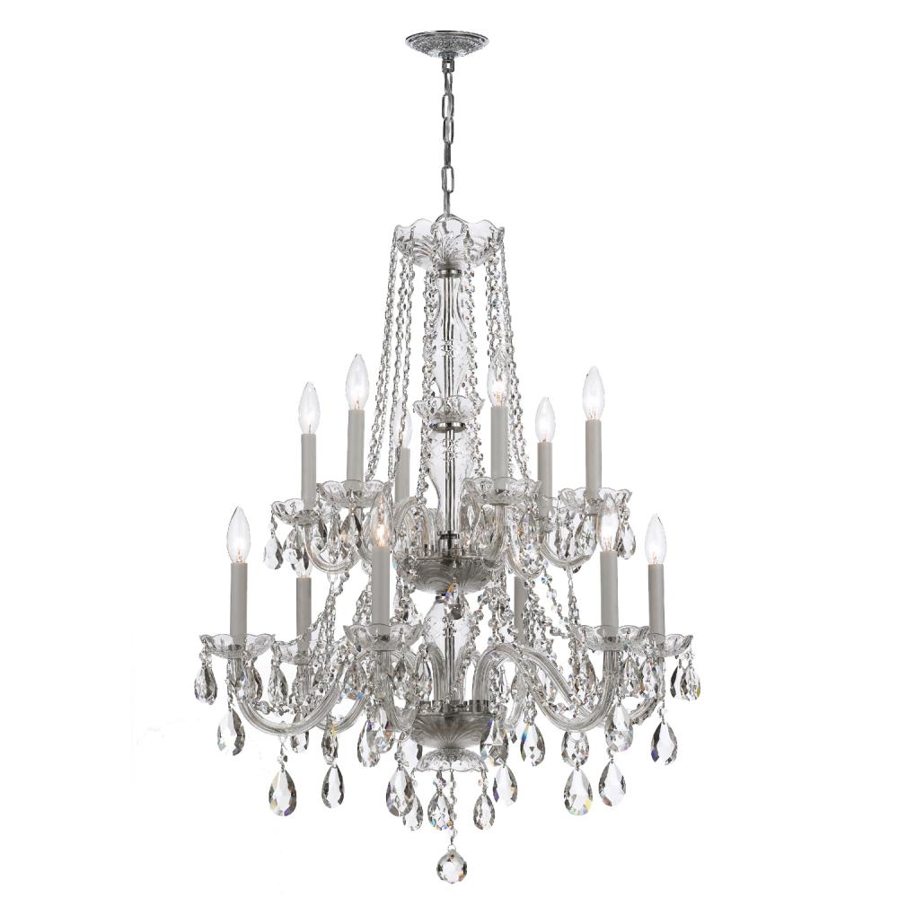 Traditional Crystal 12 Light Spectra Crystal Polished Chrome Chandelier