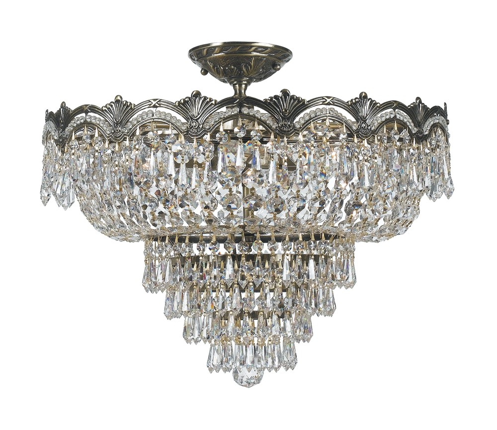 Majestic 5 Light Spectra Crystal Historic Brass Ceiling Mount