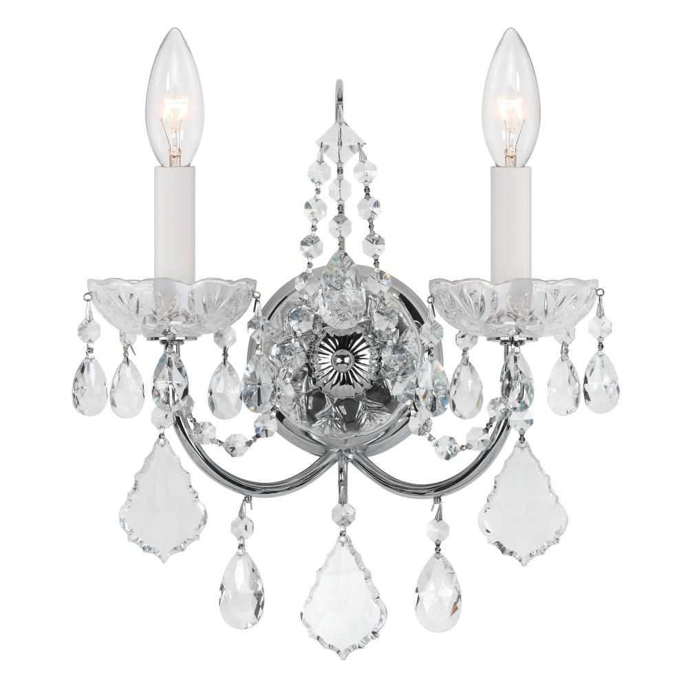 Imperial 2 Light Spectra Crystal Polished Chrome Sconce