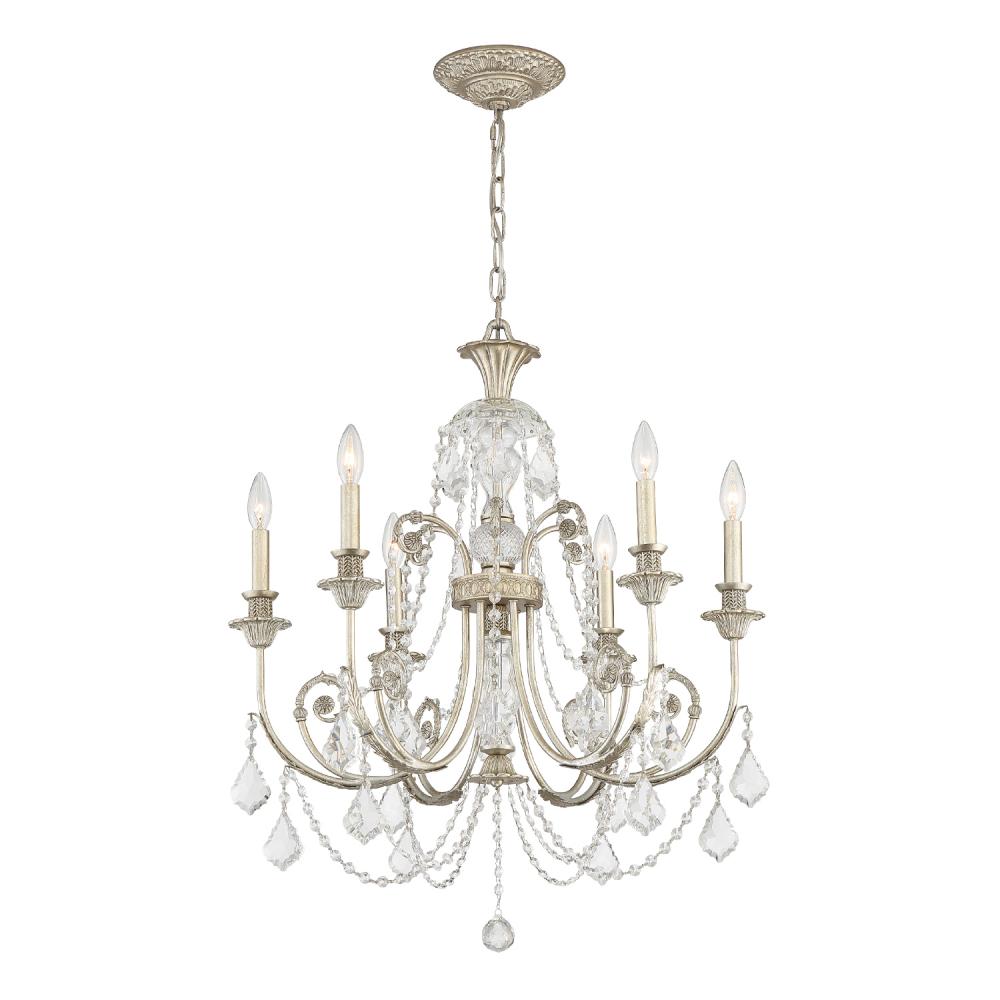 Regis 6 Light Spectra Crystal Olde Silver Chandelier