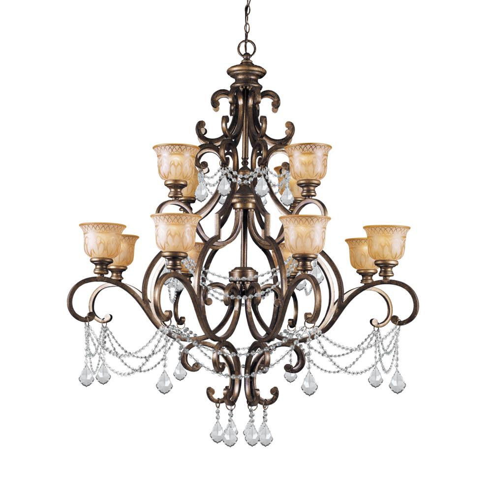 Norwalk 12 Light Swarovski Strass Crystal Bronze Umber Chandelier