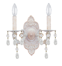 Crystorama 5022- AW-CL-S - Paris Market 2 Light Swarovski Strass Crystal Antique White Sconce