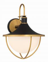 Crystorama ATL-703-MK-TG - Atlas 3 Light Matte Black + Textured Gold Outdoor Sconce