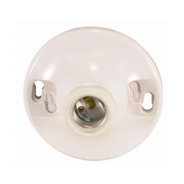 4 Terminal Keyless White Phenolic Ceiling Receptacle; Screw Terminals; 4-1/2" Diameter; 660W;