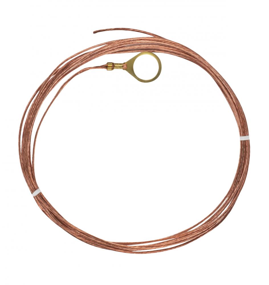 10 Foot 18/1 Bare Copper Ground Wire; 1/4 IP Round Ground Lug