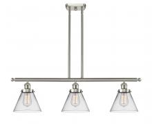  916-3I-SN-G42-LED - Cone - 3 Light - 36 inch - Brushed Satin Nickel - Stem Hung - Island Light