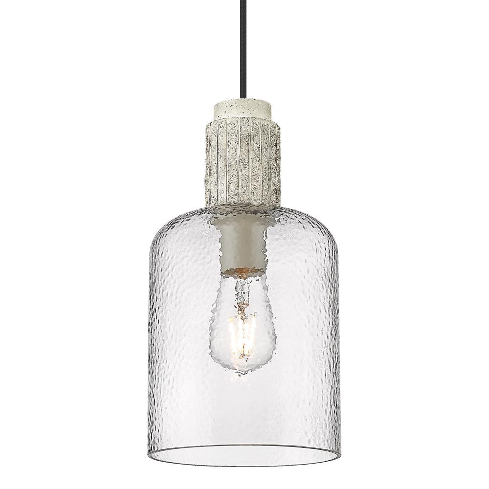 Pedra Small Pendant in Matte Black with Hammered Clear Glass