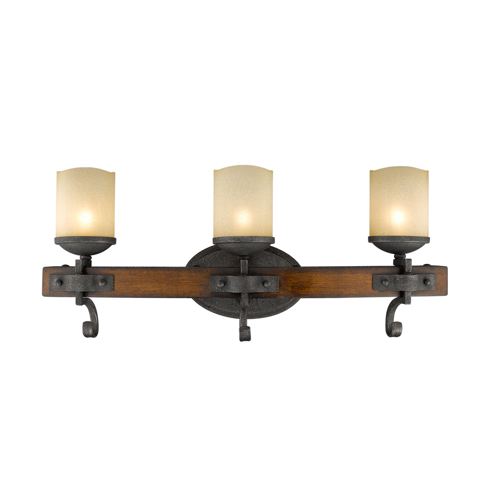 Madera 3-Light Bath Vanity in Black Iron with Toscano Glass