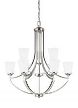 Seagull - Generation 3124509-962 - Hanford traditional 9-light indoor dimmable ceiling chandelier pendant light in brushed nickel silve