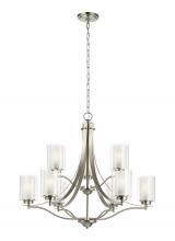 Seagull - Generation 3137309-962 - Elmwood Park traditional 9-light indoor dimmable ceiling chandelier pendant light in brushed nickel