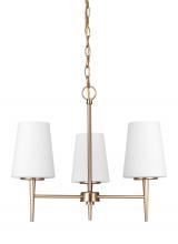 Seagull - Generation 3140403-848 - Driscoll contemporary 3-light indoor dimmable ceiling chandelier pendant light in satin brass gold f