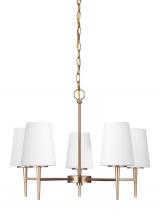 Seagull - Generation 3140405-848 - Driscoll contemporary 5-light indoor dimmable ceiling chandelier pendant light in satin brass gold f