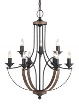 Seagull - Generation 3280409-846 - Corbeille traditional 9-light indoor dimmable ceiling chandelier pendant light in stardust weathered