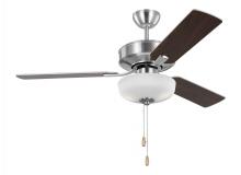 Seagull - Generation 3LD48BSD - Linden 48'' traditional dimmable LED indoor brushed steel silver ceiling fan with light kit