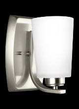 Seagull - Generation 4128901-962 - Franport transitional 1-light indoor dimmable bath vanity wall sconce in brushed nickel silver finis