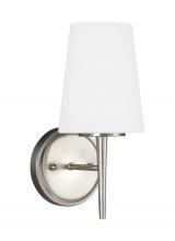 Seagull - Generation 4140401-962 - Driscoll contemporary 1-light indoor dimmable bath vanity wall sconce in brushed nickel silver finis